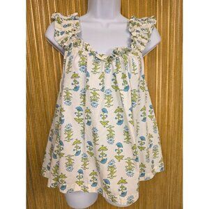 Piyama Womens Cotton Ruffle Sleeve Top Size Small Block Print Boho Cotton